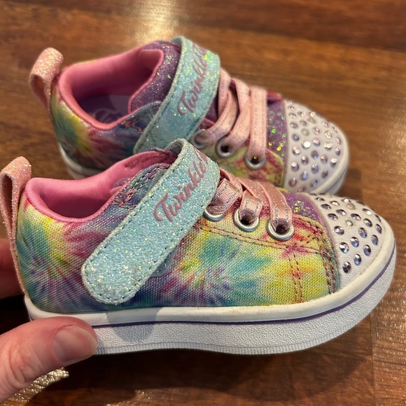 Sketchers Twinkle Toes Little Kids Size 5 Tie Dye Light-Up Pink Blue - Picture 3 of 7